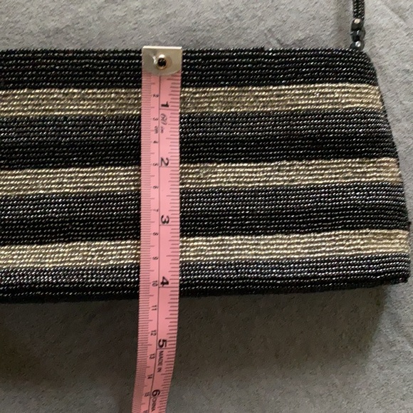 Evening bag ,Black and Silver beads. - Picture 6 of 7